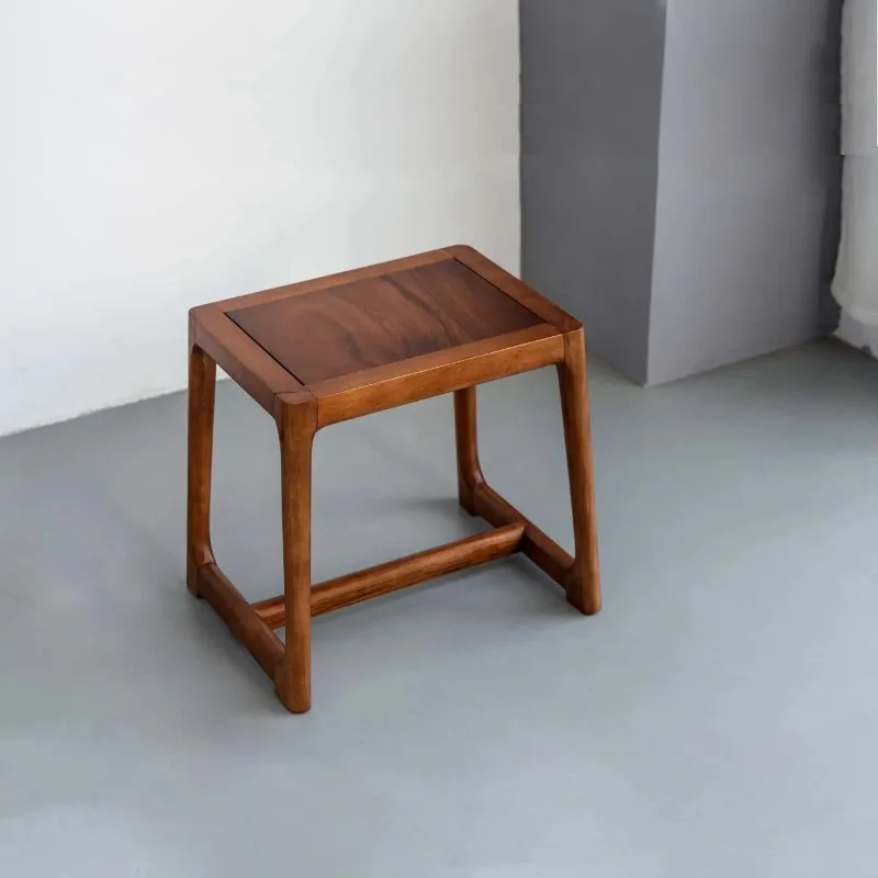 

South American Walnut Wood Stool, New Chinese Solid Wood Dining Bench, Retro Entryway Shoe Seat, Classic Home Furniture