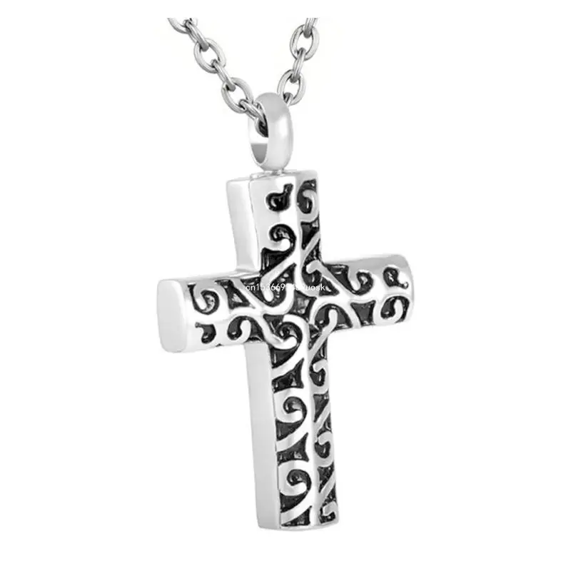 

Crosses Ashes Locket Memorial Jewelry Cremation Box Daily Wear Carved Crosses