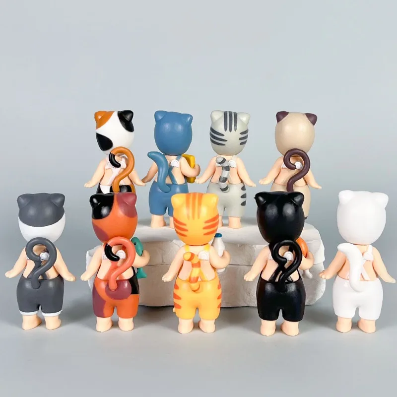 Liegen auf dem Engel Mini Cat Face Drag Serie Blind Box Auto Figur Tisch Ornamente Tier Serie Puppe Spielzeug Anime Urlaub Geschenke