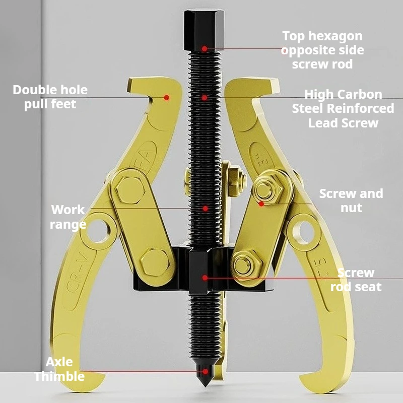Three-jaw Auto Gear Puller Adjustable Car Bearing Puller Heavy Duty Automobile Pulley Removal Tool Repair Disassembly Tools