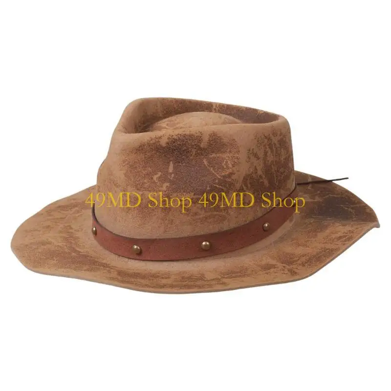 49MD Roll Brims Wool Fedoras Hat Roleplay Costume Hat for Modern and Fashion Styles