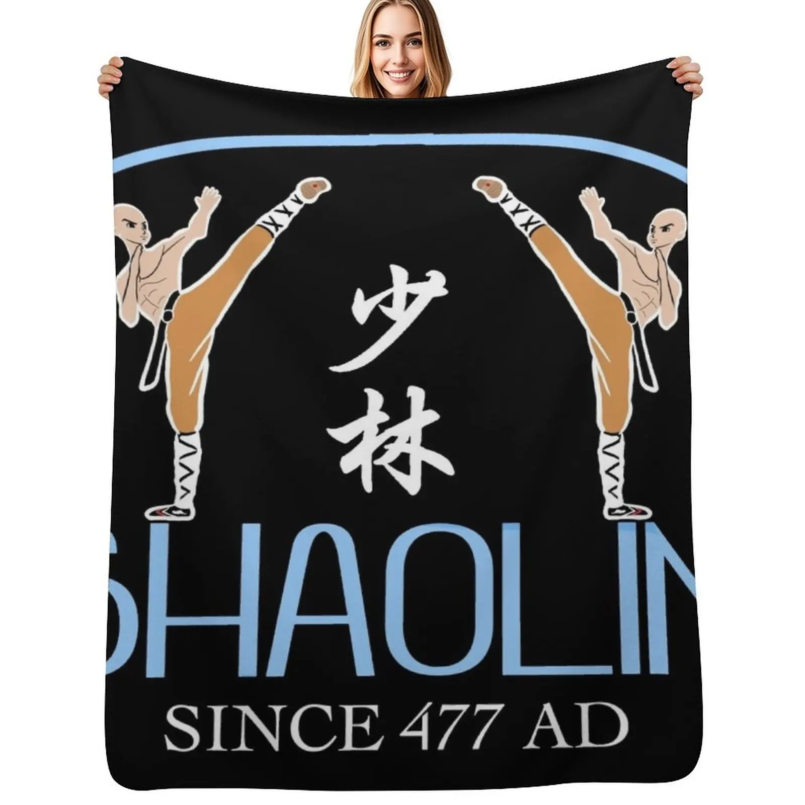 Shaolin Monks Throw Blanket Faux Fur Soft Warm Blanket for Bed