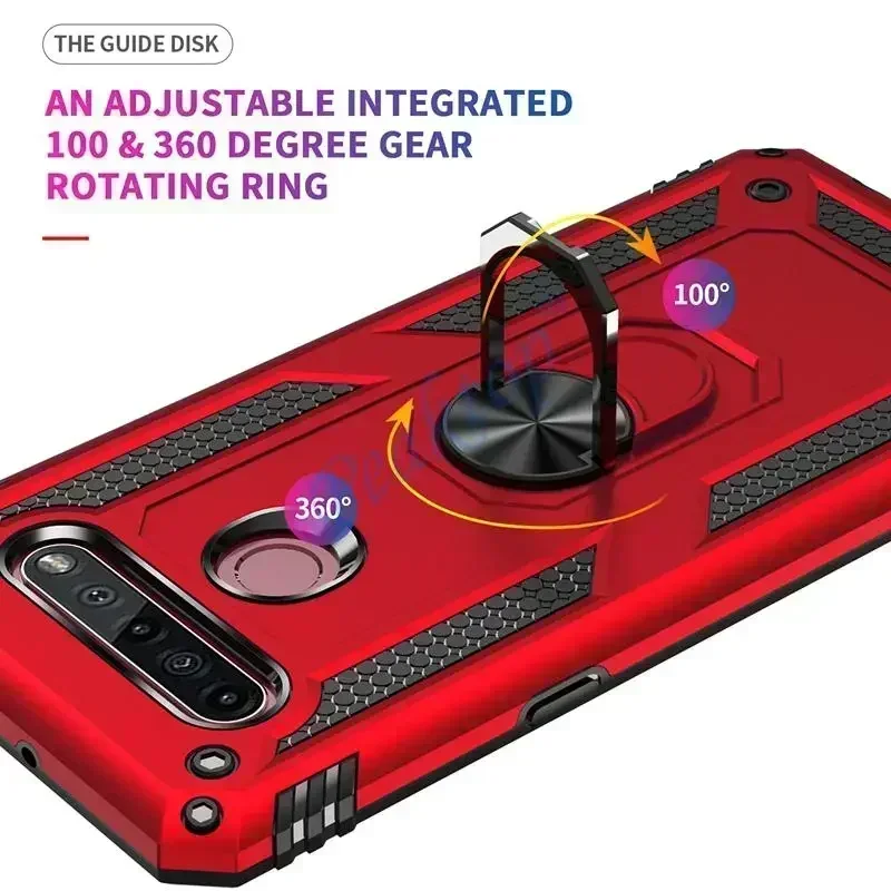 낙하 방지 마그네틱 아머 케이스, 금속 링 스탠드 커버, LG K51S K41S K51 K61 K50S Stylo 6 5 Aristo 2 3 Harmony 4 Q51 Q61