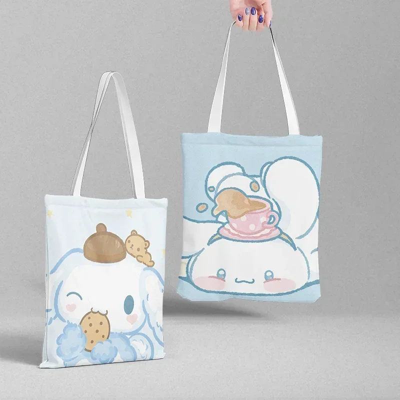 Sanrio cartoon canvas bag 36x39cm Cinnamoroll My Melody anime surrounding student handbag kawaii shopping document bag