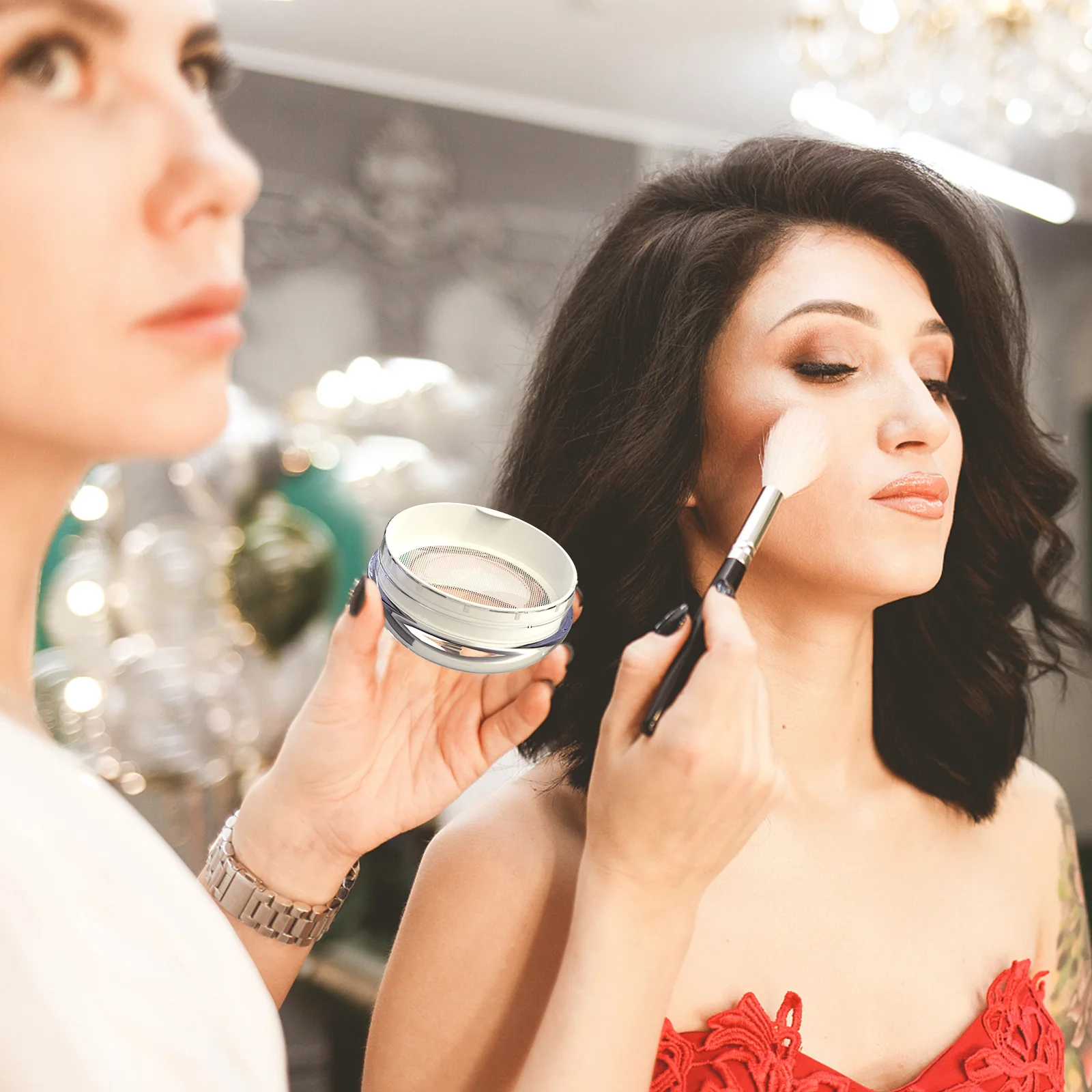 

Loose Powder Box Transparent Plastic Compact Container Airtight Makeup Powder Case For Diy Foundation Blush Storage