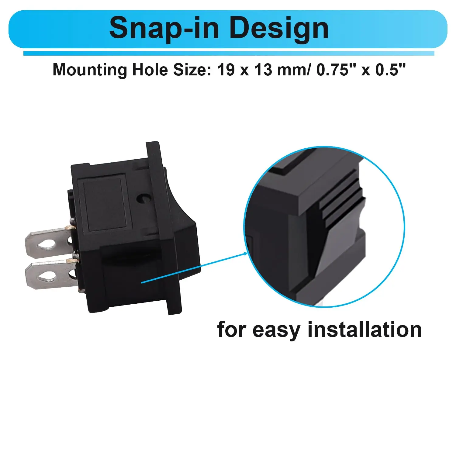 10PCS Rocker Switch On/Off 12V 2 Pin 2 Position SPST Car Auto Boat Rocker Toggle Switch AC 6A/250V 10A/125V