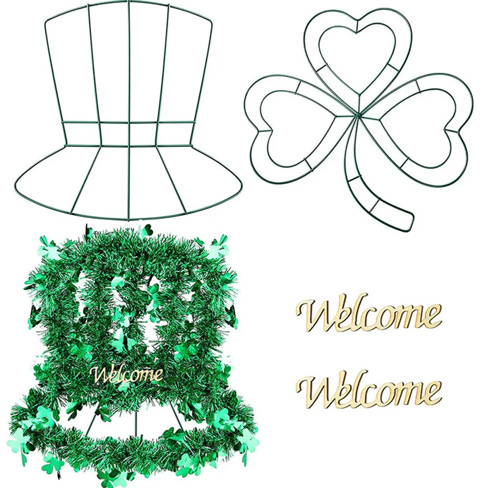 

2pcs Four Leaf Clover Metal Hoops Green Wire Frame for DIY Wreath Craft St Patrick Day Home Decor Hanging nament