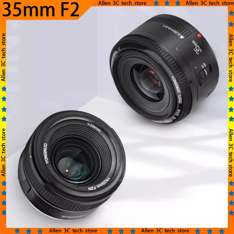 YONGNUO YN35mm F2 Lens 35mm Auto Focus Support AF MF F2-F19 Aperture Range Camera Lens For Nikon Canon DSLR Cameras Accessories