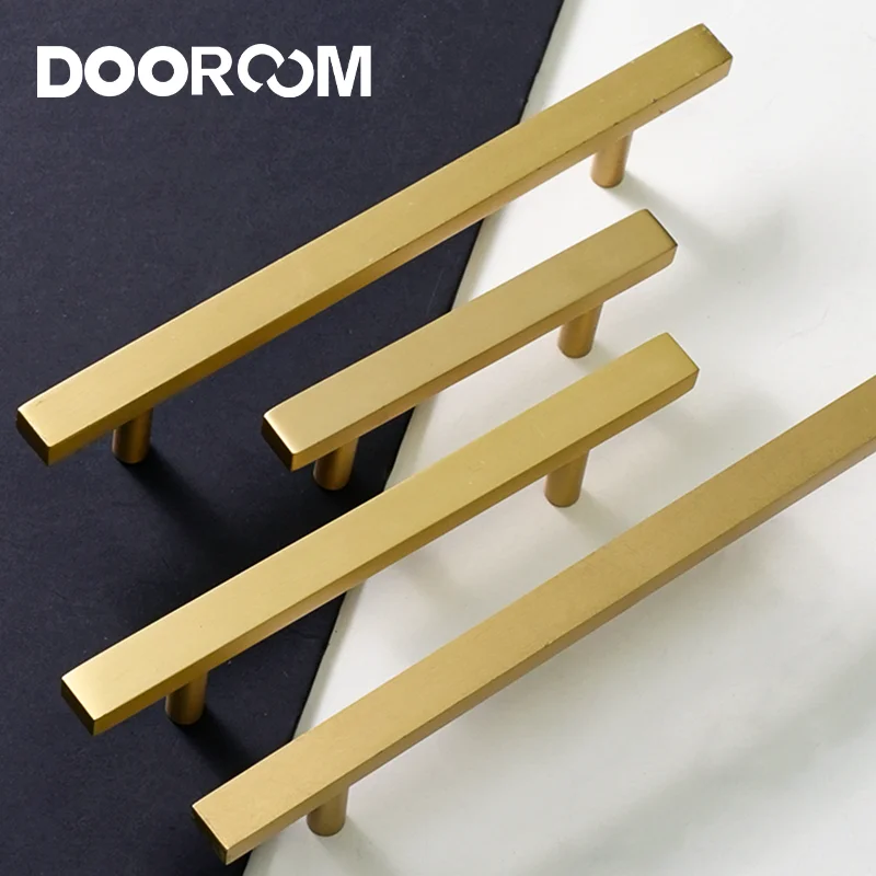 

DOOROOM New Square Furniture Hardware Cabinet Handles Solid Brass Kitchen Door Knobs Indoor Cupboard Wardrobe Drawer Pulls 2024