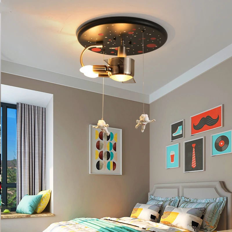 Space Station Cartoon Children's Lamp LED Ceiling Lamp Bedroom Kindergarten Boy Creative Spacecraft Led Lights