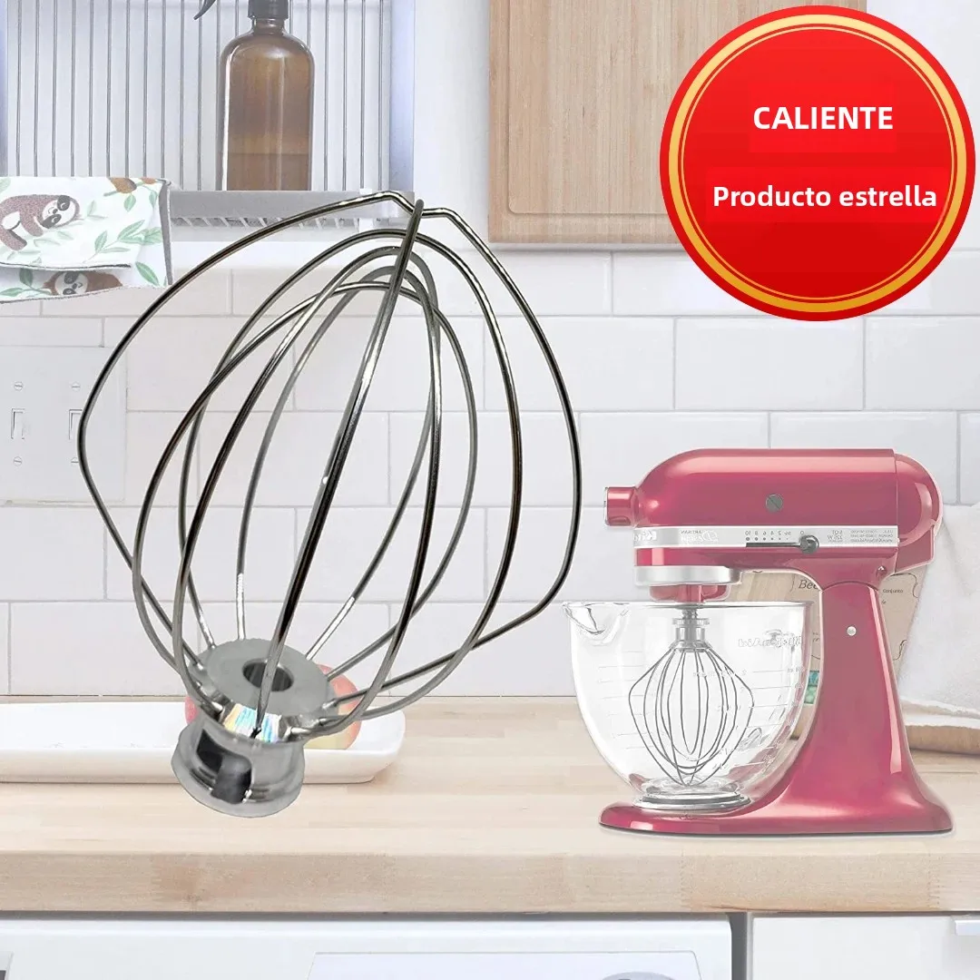Accesorio de repuesto para batidora con varilla de alambre de acero inoxidable K45WW para batidora KitchenAid de 4.5-5QT con soporte para tazón.