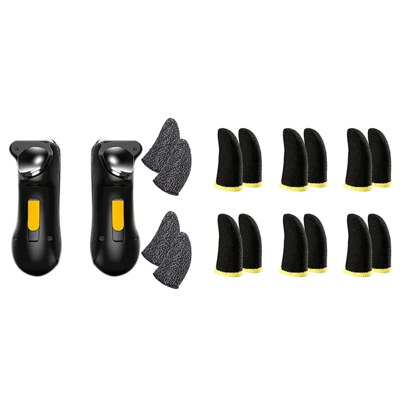 AA84 1 قطعة وحدة تحكم ألعاب الهاتف المحمول مع 2 أزواج أغطية أصابع الألعاب و12 قطعة أكمام أصابع من ألياف الكربون 18 دبوس