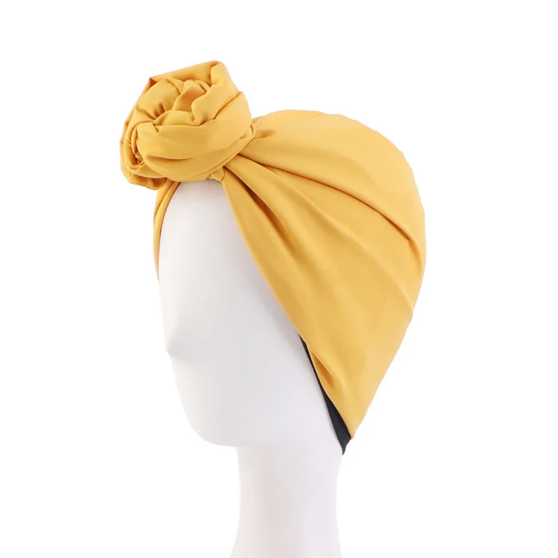 New Elegant Retro Turban for Ladies Cotton Headband Women Muslim Headscarf Beanie Cap Hair Cover Cap African Head Wraps Bonnet