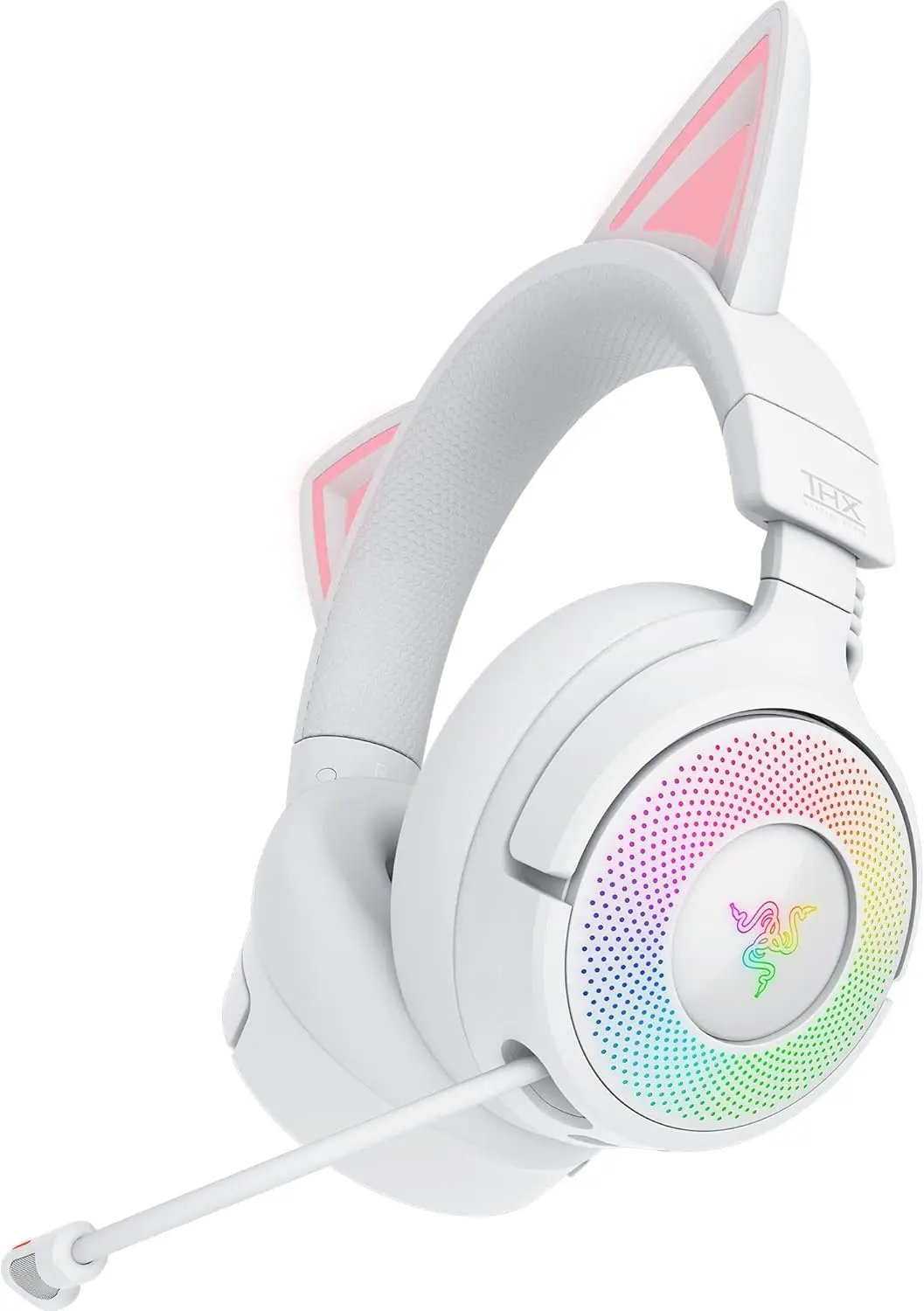 

Беспроводная игровая гарнитура с RGB-подсветкой в виде кошачьих ушек, 2.4 ГГц и Bluetooth 5.3, сверхширокополосный микрофон, аудио THX - белый цвет