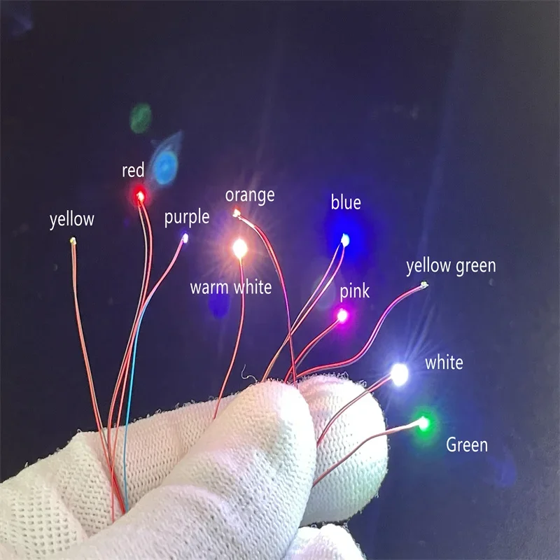 40Pcs/Lot 0402  Led SMD Wire For Model Train HO N OO Scale Red Black Line Pre-soldered Micro Litz Diorama Railway