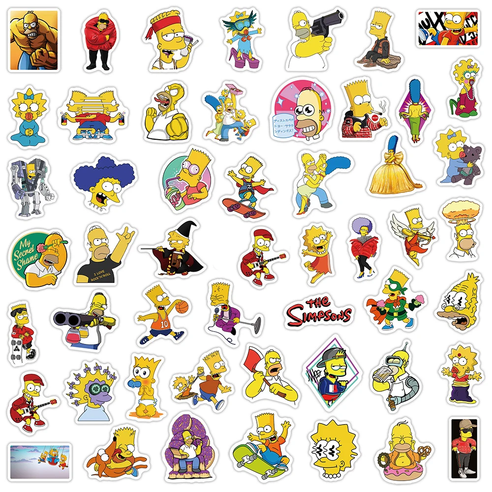 10/30/50PCS The Simpsons Cartoon Stickers Graffiti Toy DIY Skateboard Laptop Phone Luggage Car PVC Waterproof Sticker For Kids