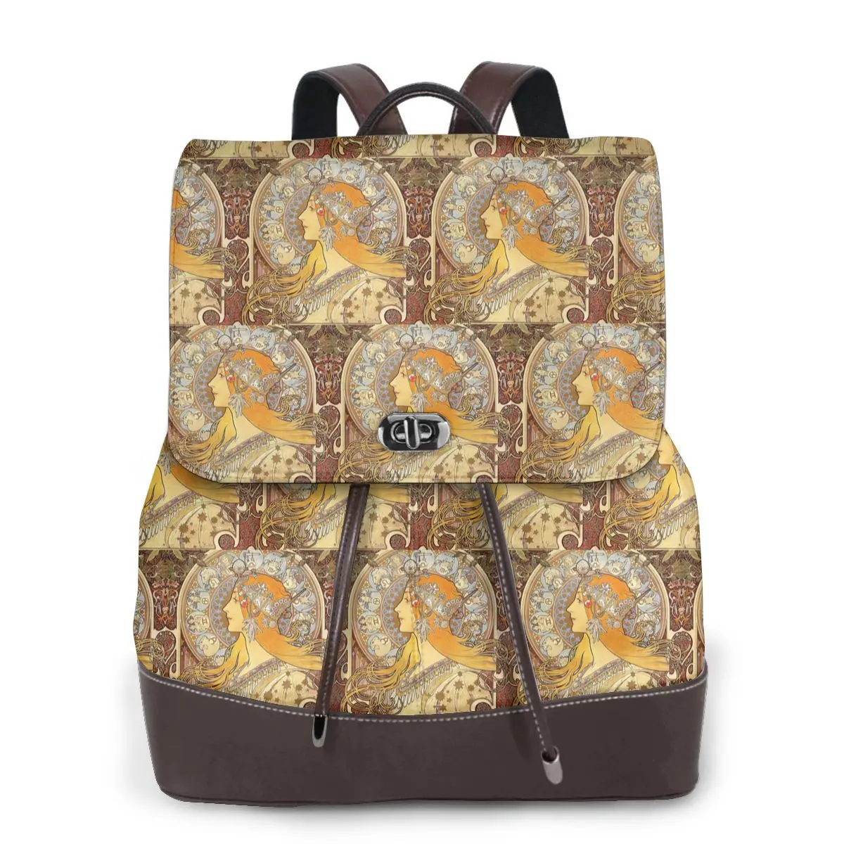 Alphonse Mucha Zodiac Art Nouveau Woman Bookbag School Student Bags Hiking Travel Daypack for Women Fashion Derma Backpack