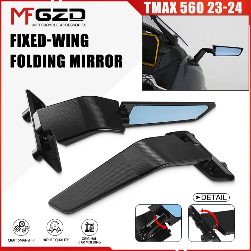 High Quality For TMAX560 TECH MAX 2023-2024 Motorcycle Accessories Rotating Fixed Rearview Mirror Sports Winglets Mirror tmax560