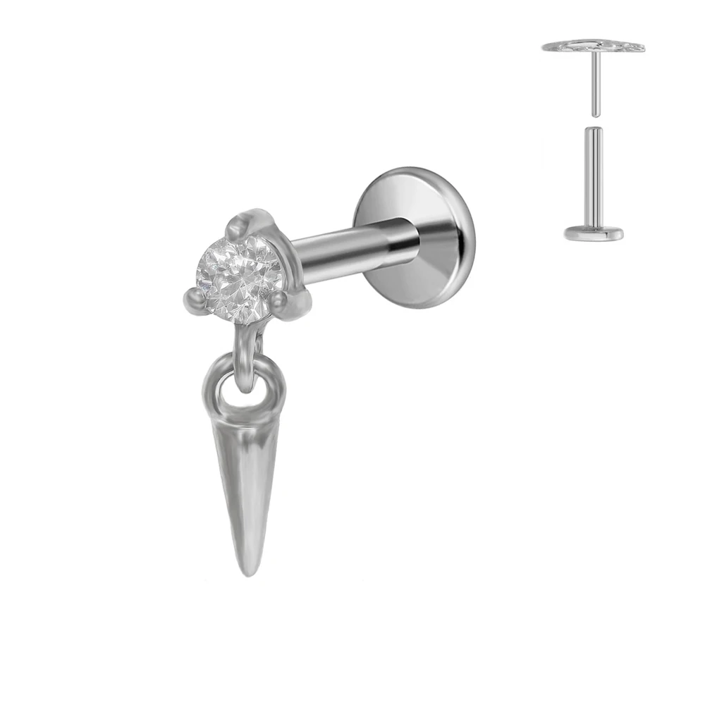 G23 Titanium Water Drop CZ Labret Piercing Earring Stud