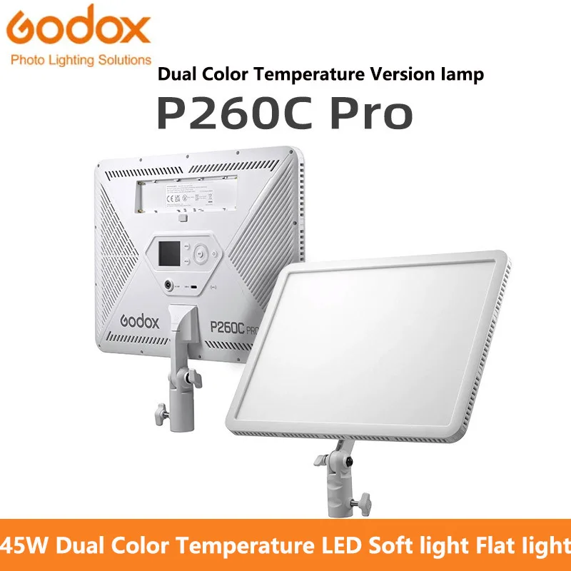 GODOX P260C PRO Panel Video Light Panel 2800-6500K Bi-Color Dimmable Studio Photography Lamp for Live Streaming Youbube Vlogging