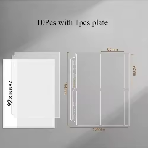 SINGBA 10pcs Clear Sheets Sleeve Acid free-No CPP loose-leaf Pages for A5/A4 Binder 4/ 9grid Pocket 3inch Photocard Protector - Image 17