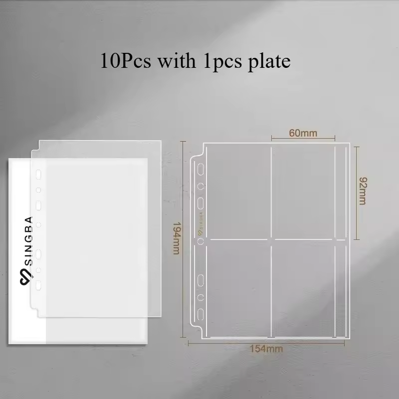 SINGBA 10pcs Clear Sheets Sleeve Acid free-No CPP loose-leaf Pages for A5/A4 Binder 4/ 9grid Pocket 3inch Photocard Protector - Image 17