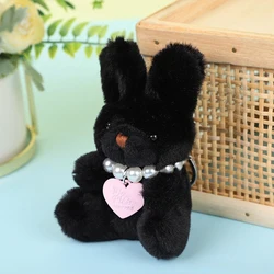 Cartone animato carino coniglio nero portachiavi borsa ciondolo ciondolo dolce adorabile animale cuore perla decorazione peluche portachiavi per ragazze regalo