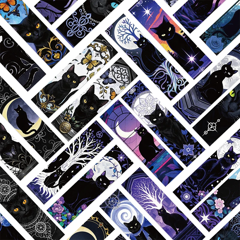 30Pcs Mystical Black Cat Gothic Bookmarks Dark Aesthetic Paper Bookmarks for Teens Adults Literary bookmarks Festival Gift