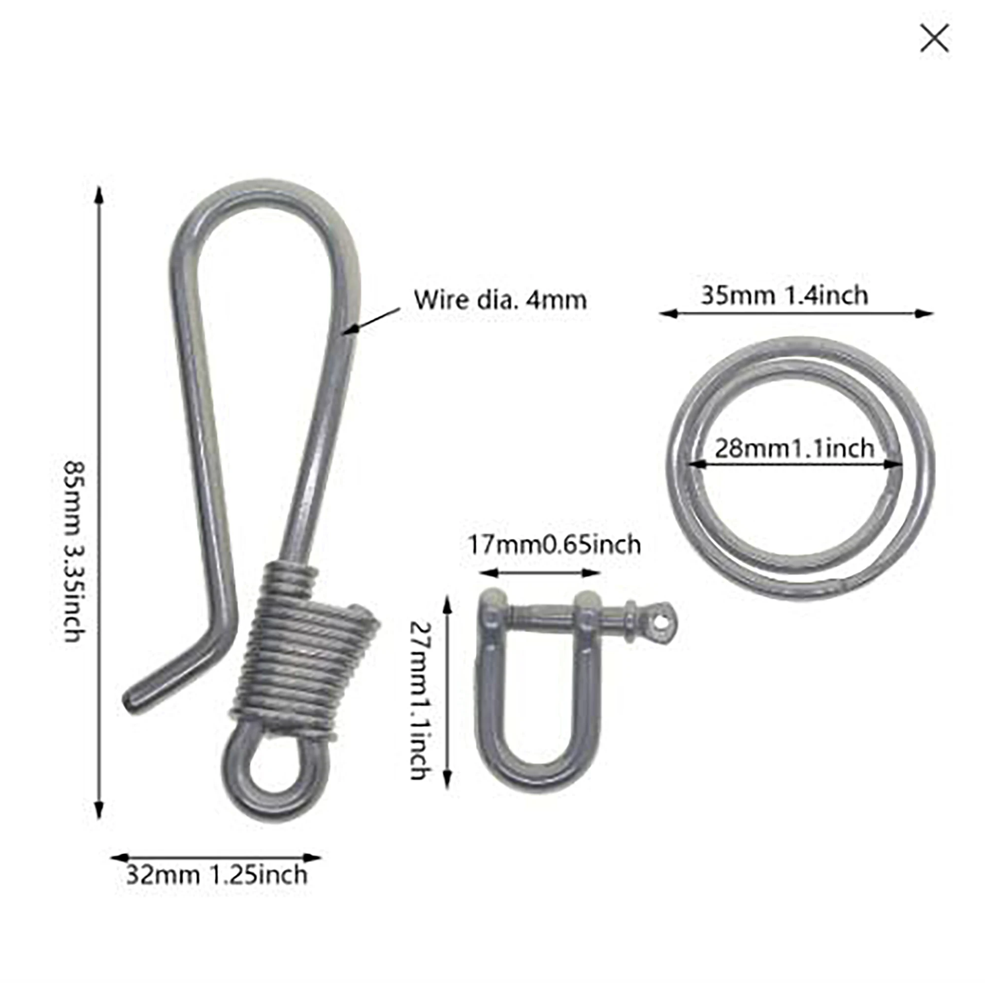 Industrial punk motor bike wire wrapped 304 stainless steel Japanese  U hook belt clip keychain shackle keyring FOB EDC