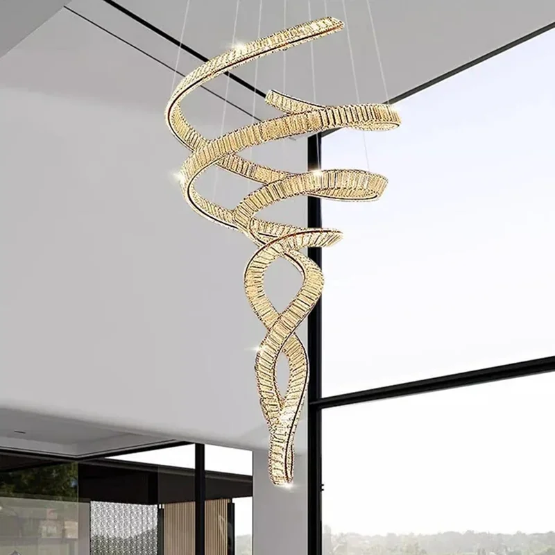 

Современная хрустальная люстра для дома, подвесной светильник для лестницы, подвесные светильники для гостиной, интерьерное освещение