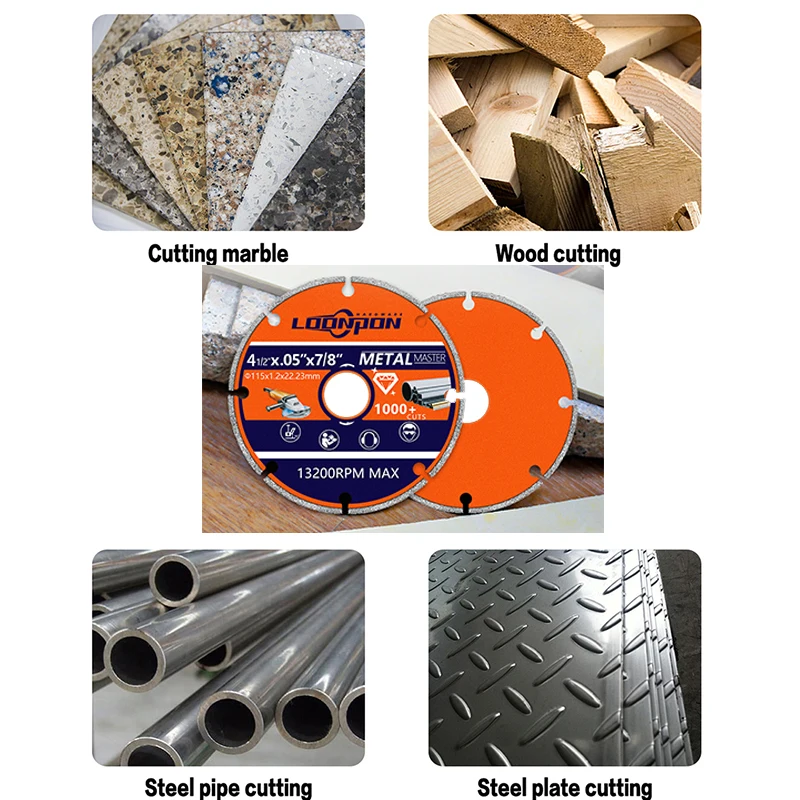 Diamond Cutting Disc 76 x 10mm & 115 x 22.23mm Vacuum Brazed Diamond Dlade Circular Saw Blade for Cut Steel Rebar Iron