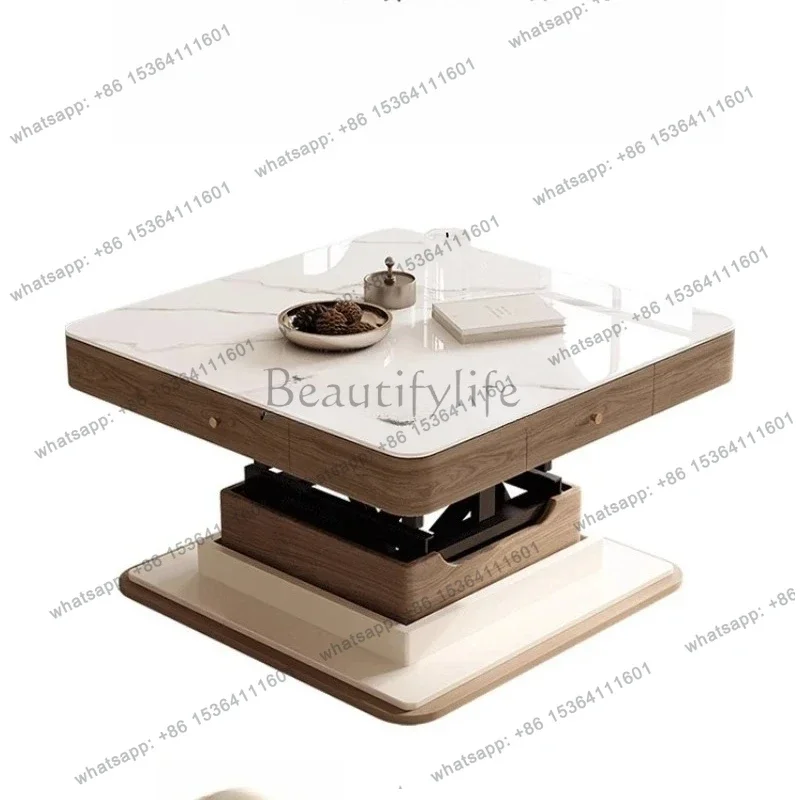z.Mahjong Table Lift Coffee Table Rock Slab Dining Table Integrated Dual-purpose Multi-function