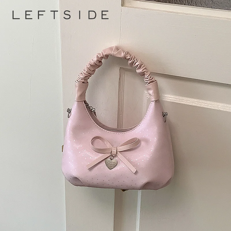 

Women's Small Ruched Strap Bow Decor Pu Leather Shoulder Bag Cute Elegant Daily Dating Crossbody Bags 2026 Handbags and Purses