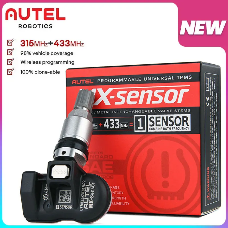 Autel MX-Sensor 315/433 MHZ 2 IN 1 Universal Progarmmable TS501 TS508WF TPMS Tire Sensor Metal Pressure Monitoring