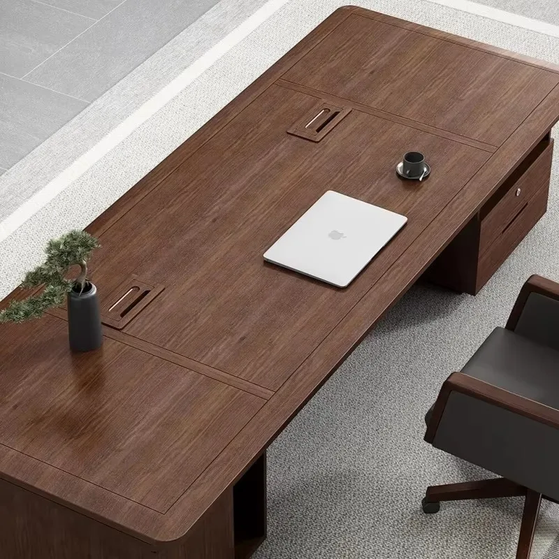 Wooden Modern Executive Office Desk Brown Large Luxury Computer Desk with Drawers Standing Mesa Para Computador Furniture