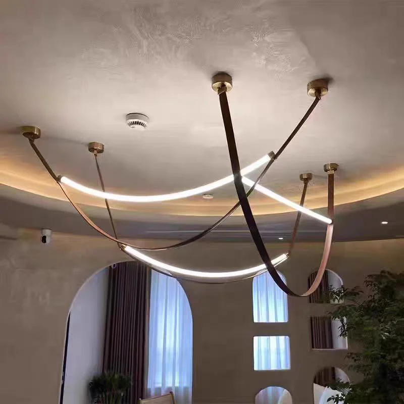 

Italian Wabi Sabi Minimalist Leather Chandelier Ceiling Light Led Hanging Pendant Lamp for Living Room Home Decor
