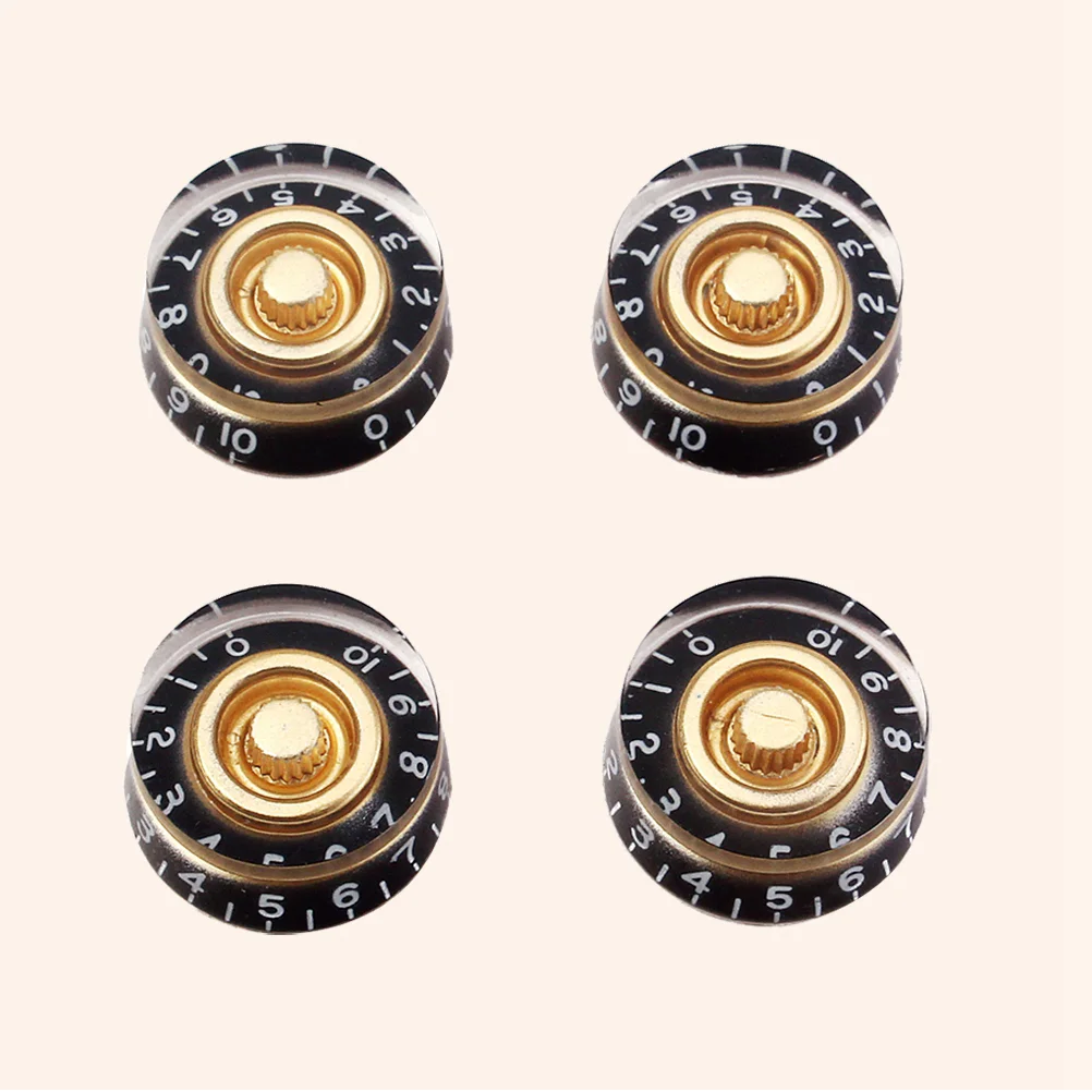 4 PCS/ Guitar Knob Electric Knobs Accesories Tone Control Speed Parts Volume and Yellow Black