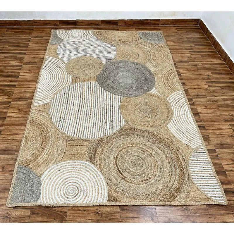 

Geometric Natural Jute Rug, Handmade Area Rug, Runner