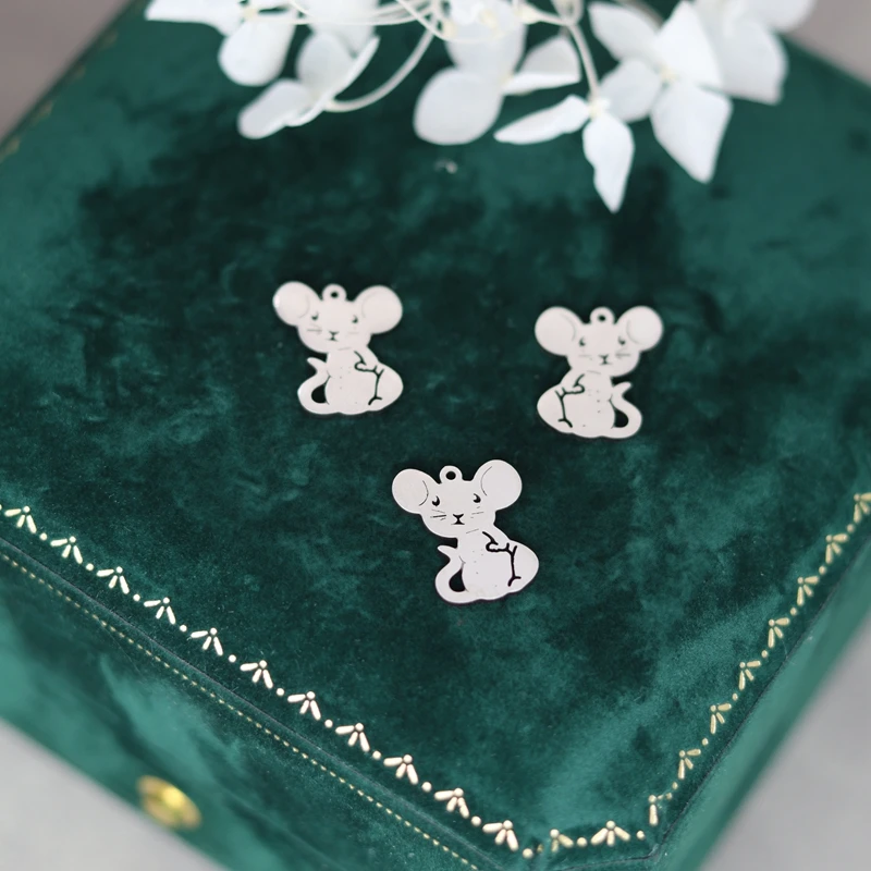 3 szt. Urocza mysz Charms ze stali nierdzewnej do tworzenia biżuterii kolczyki bransoletki Craft wisiorek Cartoon Anime diy akcesoria