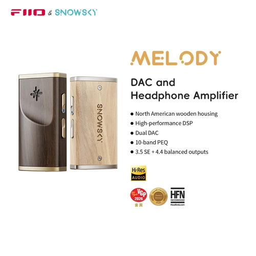 FiiO/Snowsky Melody Amplificador de auriculares DAC portátil con auriculares de 4,4 mm y 3,5 mm DSD256, PEQ de 10 bandas para Android/wins