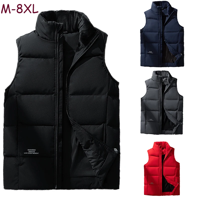 2024 neue Männer Herbst Winter ärmellose warme Stehkragen Weste Jacken Männer Outdoor Casual Fashion Weste Jacken männlich plus Größe 8xl