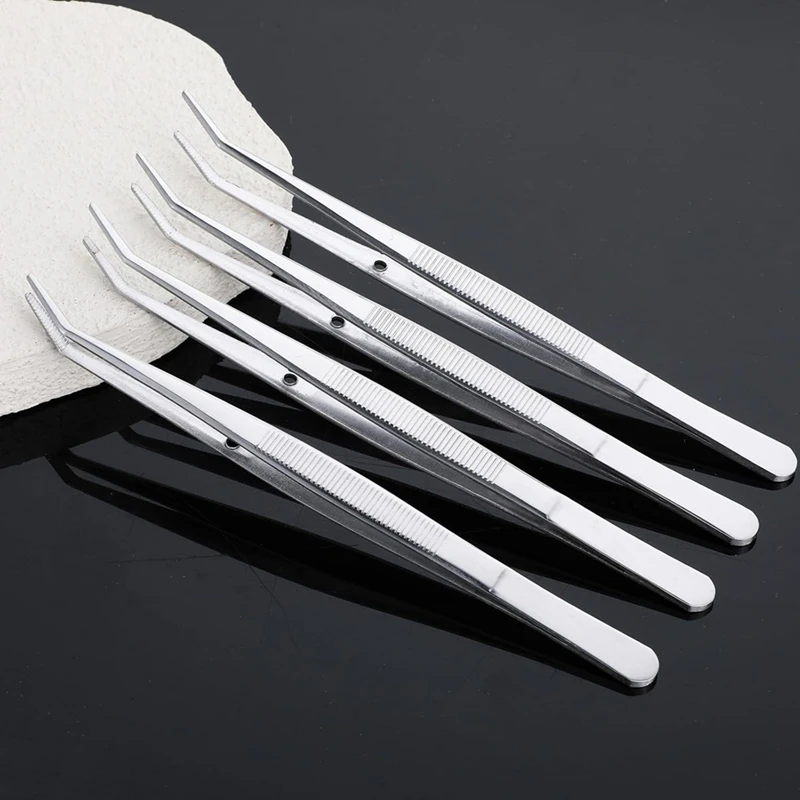 18-комплектные пинцеты из нержавеющей стали с изогнутым зубчатым кончиком, универсальные изогнутые остроконечные пинцеты для рукоделия-A26I