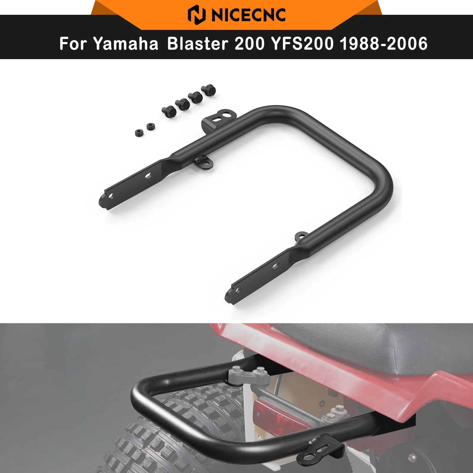 NICECNC For Yamaha Blaster 200 YFS200 1988-2006 ATV Rear Grab Bar YFS200SE Special Edition Replaces 5KJ-2845R-00-00 Carbon Steel