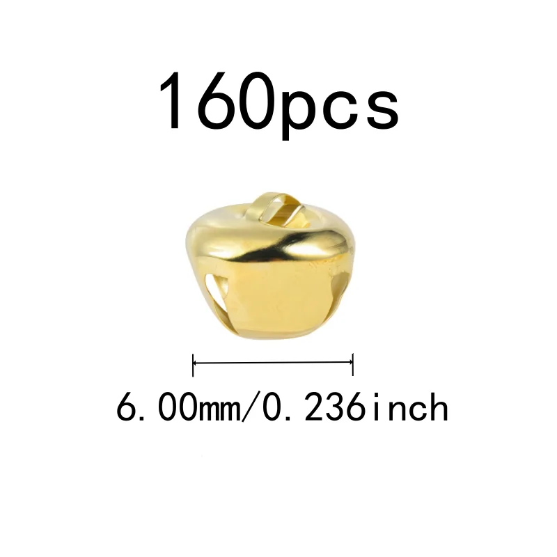 160 pcs 6mm Cross Bells, Clear Crisp Sound, suitable for Pet Collar Charm, Small Delicate Size, Multipurpose, Gold