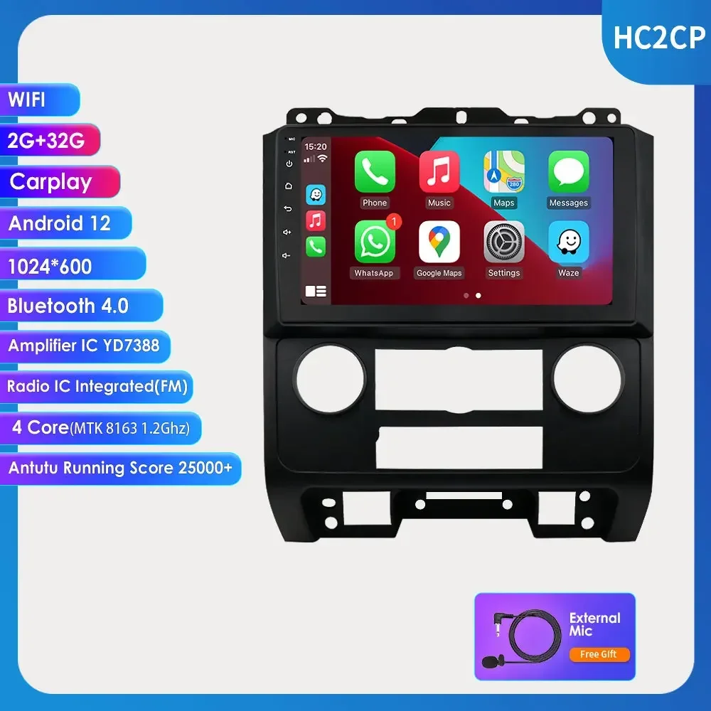 Android GPS Car Radio Stereo for Ford Escape 2007 - 2012 2din Car Multimedia Video Player Carplay Auto Radio 9inch Touch Screen