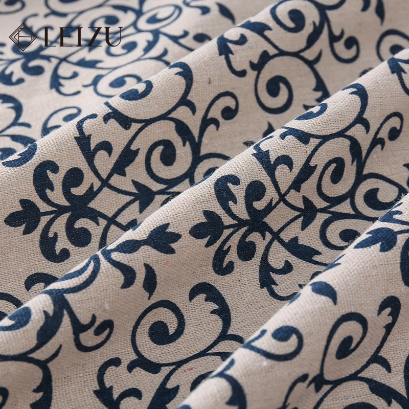 150x45cm Cotton Linen Blue and White Porcelain Printing Fabrics DIY Bedhead Headboard Cover Curtains Tablecloths Storage Bag