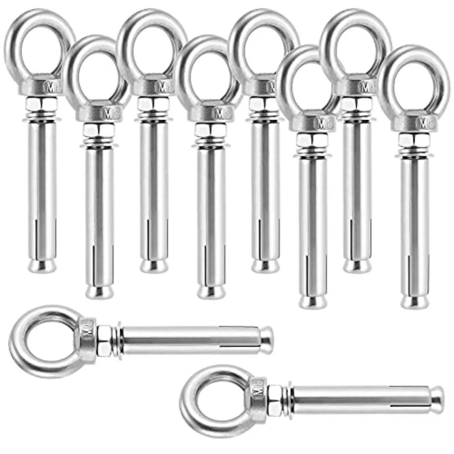 

10 Pack M8 x 80mm Expansion Eyebolt Expansion Screw with Eye Ring Ahor 304 Stainless Steel Ring Lifting Expansion Eyebolt Inter