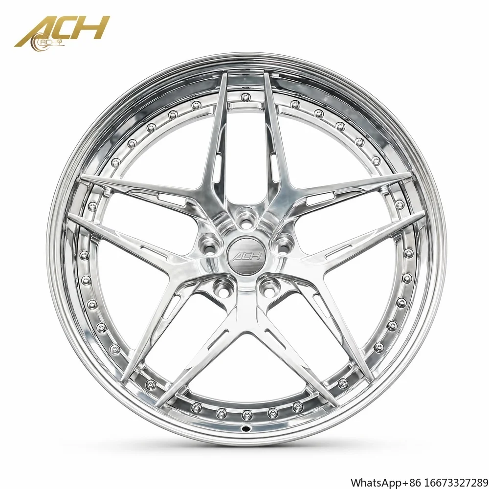 Two Piece Forged Car Wheel Rims Hollow Spoke Pattern Polished Lip Custom 18 19 20 21 22 23 24 Inch Passenger Wheels