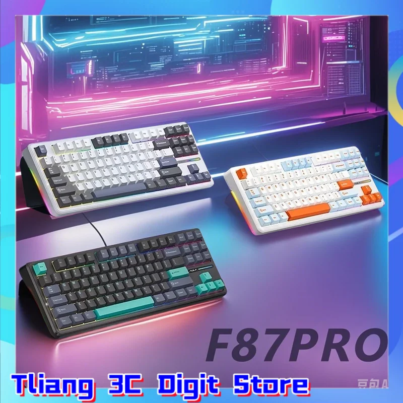 Aula F78pro لوحة المفاتيح الميكانيكية للألعاب 87 هيكل حشية المفاتيح ثلاثي الوضع لوحة المفاتيح اللاسلكية اللوحي المحمول ملحقات ألعاب الكمبيوتر