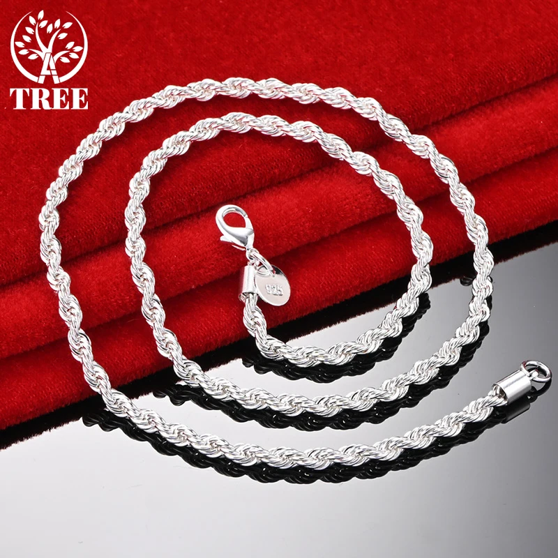 ALITREE 925 Sterling Silver 40-60cm Pretty Twist Rope Chain Men Necklaces For Women Party Wedding Fashion Jewelry Birthday Gift